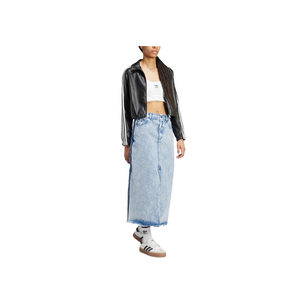 adidas X Ksenia Schneider Lockerer Vintage-Stil Denim Maxirock Damenröcke Hellblau IW5665
