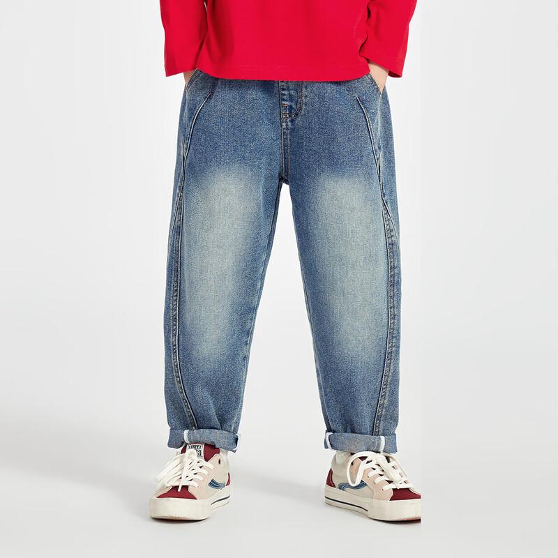 Boys' Tail Flame Letter Print Casual Denim Jeans