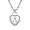 Women's Silver Initial Necklace Stainless Steel Love Heart Tiny Letter Necklace Personalized Name Jewelry for Girlfriend Gift 26 Alphabet Letters