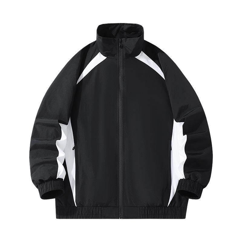 Men's Color Block Patchwork Jacket - Trendy, Loose, Stand Collar, Sports Casual for Spring and Autumn