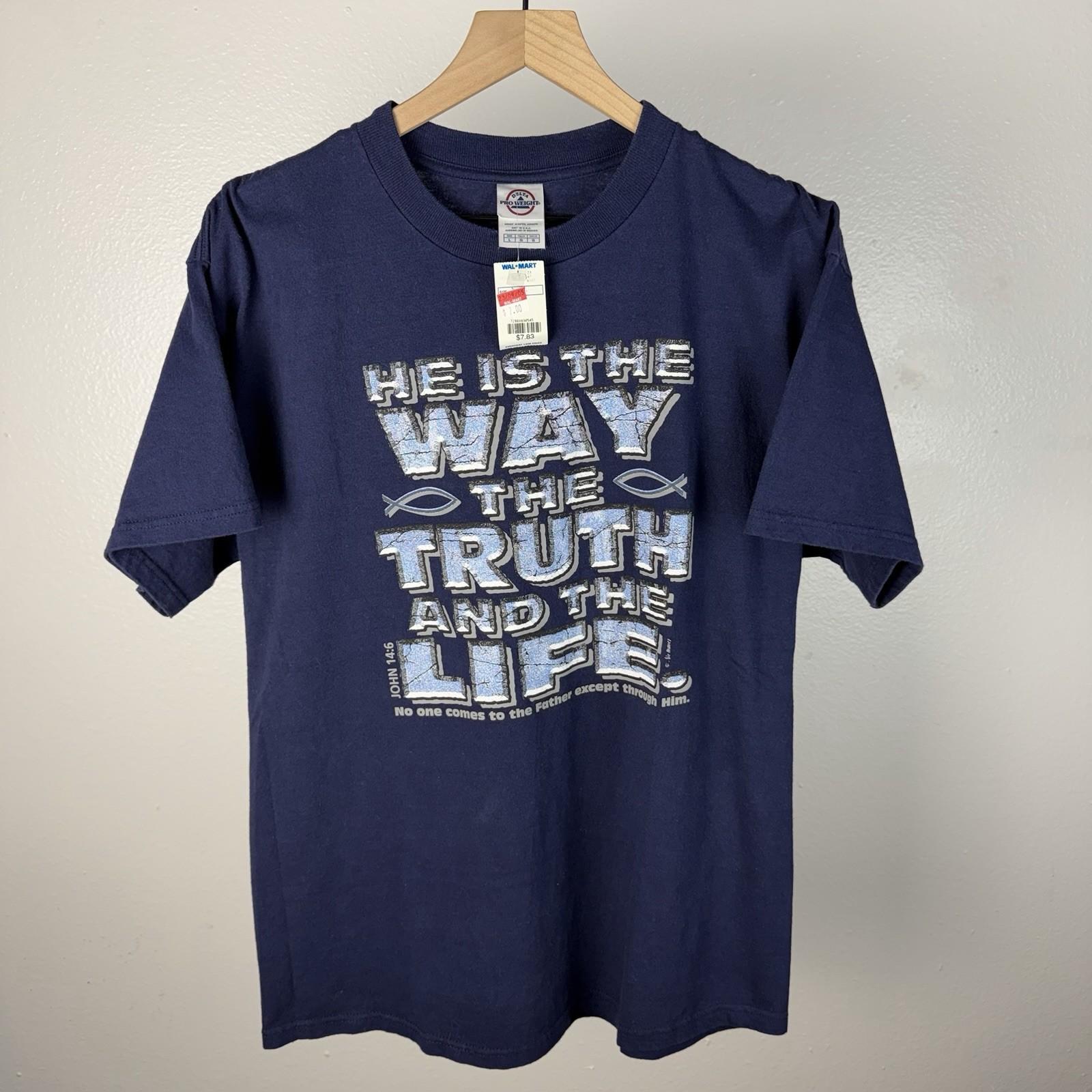 NOS Vintage Y2K Jesus Is The Way Truth Life Christ John 14:6 New Large Unisex T-Shirt XL