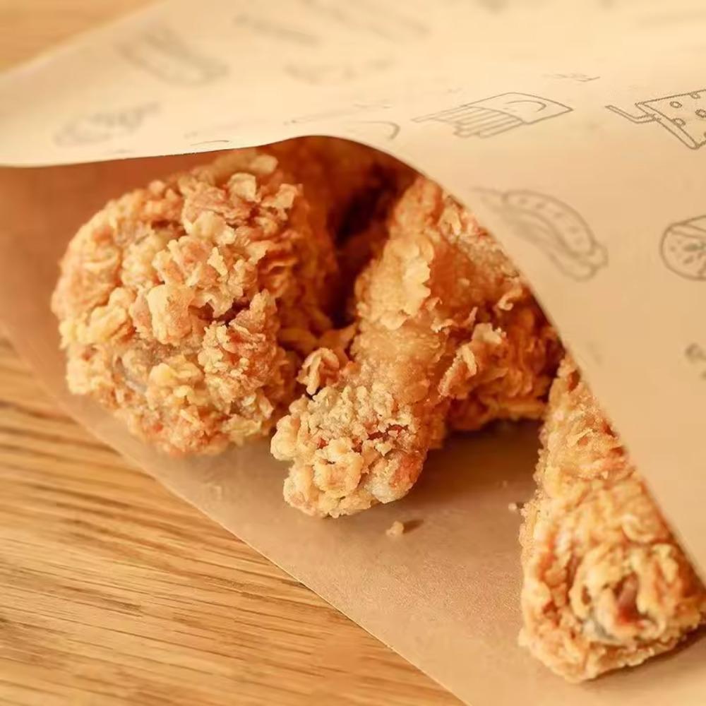 50pcs Disposable Greaseproof Paper Sandwich Bags Water-proof French Fries Packaging Bag  Bread