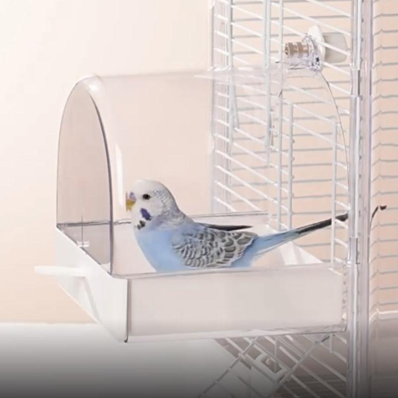 Pet Bird Bath Tub Clear Bathing Tub Parrot Bathtub Parrot Shower Box Bathtub with Bottom Drawer 7''