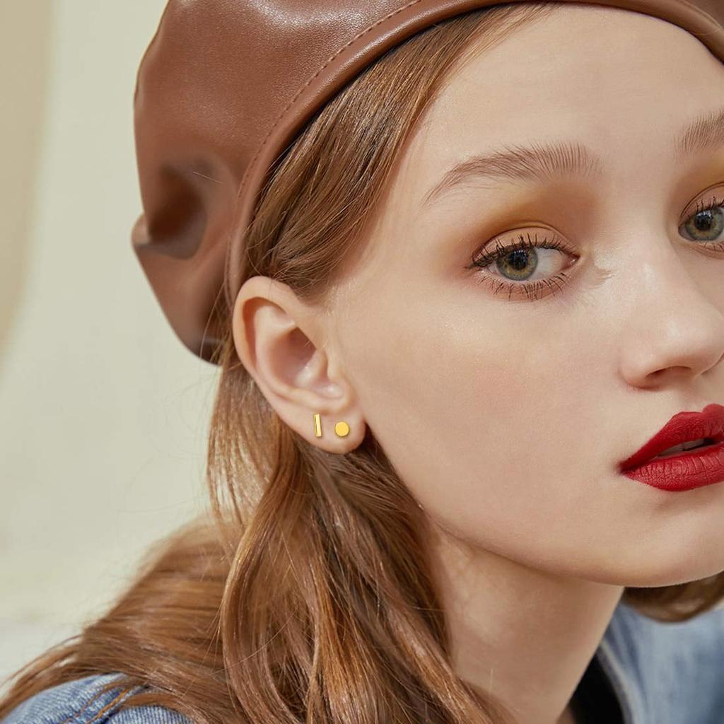 925 Sterling Silver Gold Vermeil Round Disc Stud Earring