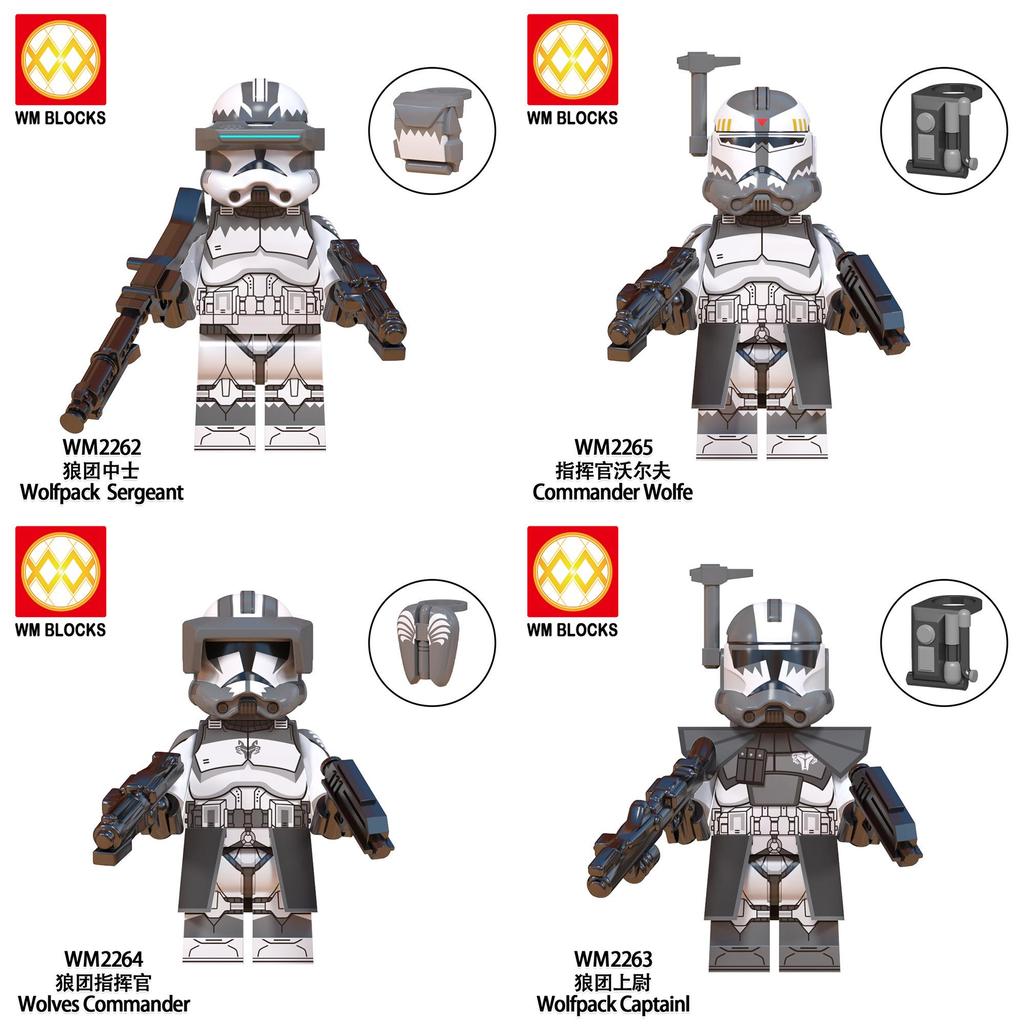 Wm6128 Série TV Film Clone Trooper Équipe Wolf Soldat en Armure Lourde Pilote Blocs de Construction Figurine Sac
