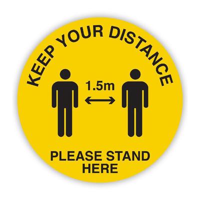 Znak dystansu społecznego Durus Circle Adh 1,5 m (Czarny/Żółty)