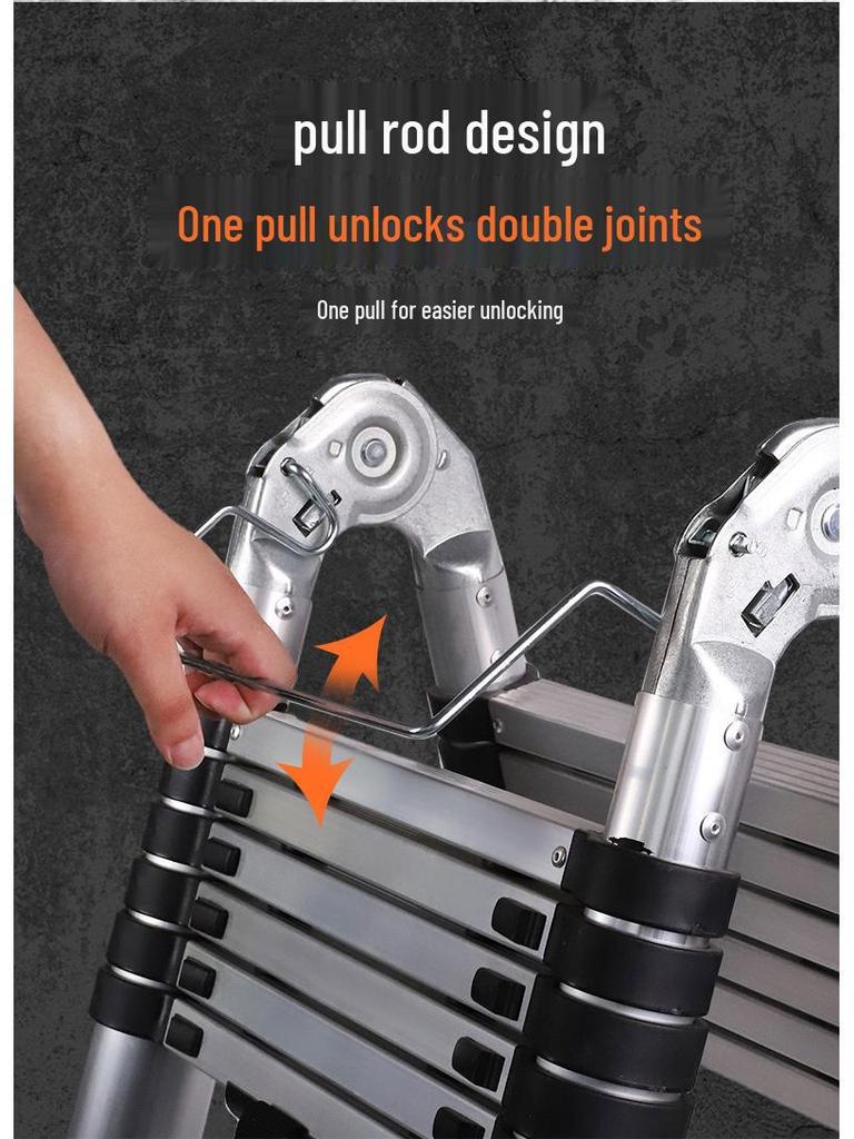 Multi-Functional Aluminum Telescopic Ladder - Herringbone Design, Foldable, Thickened for Household and Large Joint Decoration.
