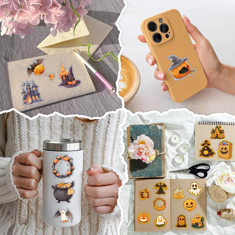 200PCS Halloween Graffiti Stickers Exquisite Stamping Decoration Water Cup Stationery Notebook Reward Stickers