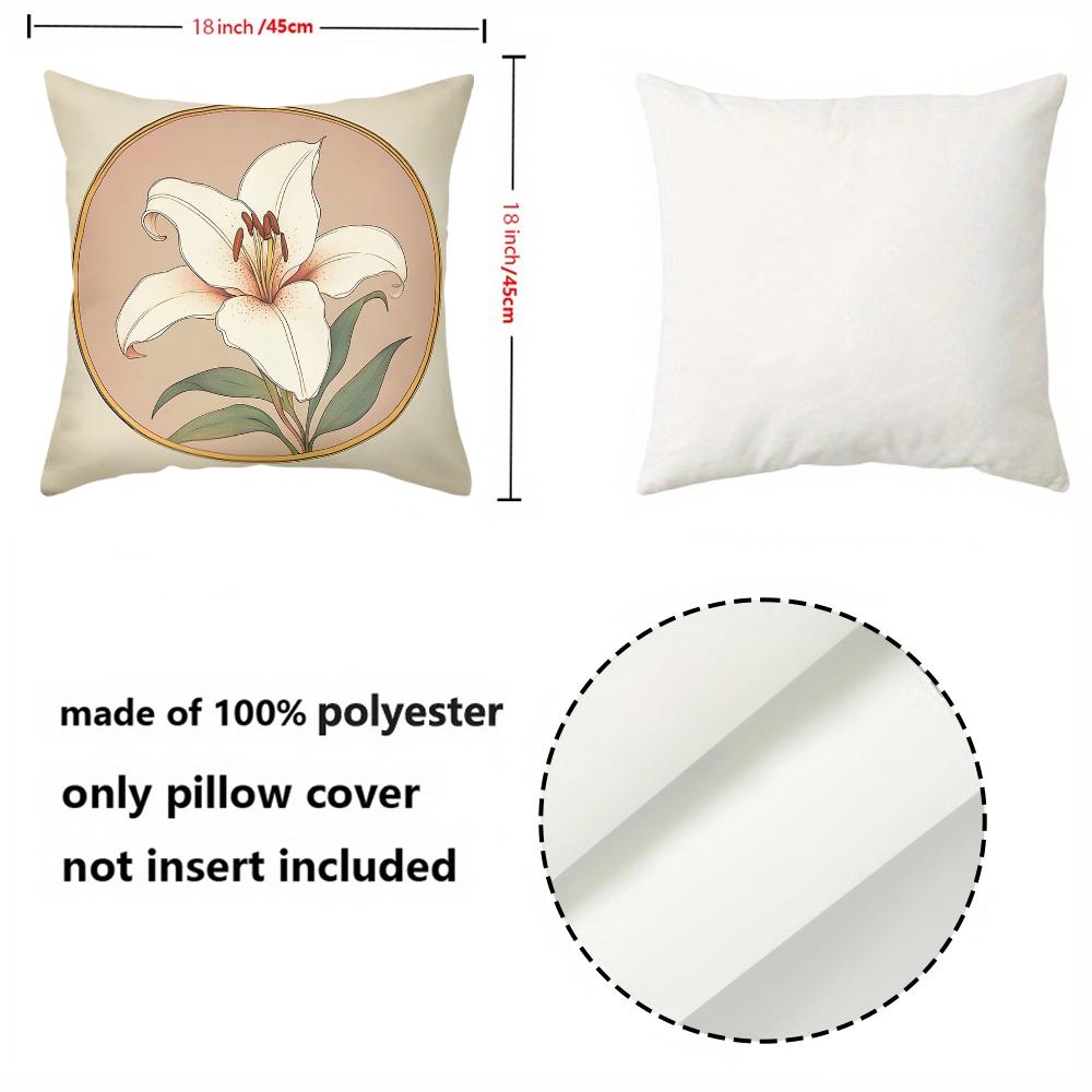 Floral Patterned Throw Pillows Art Nouveau Style Polyester Pillowcase, Sofa Decorative Cushion Cov Headboard Pillow