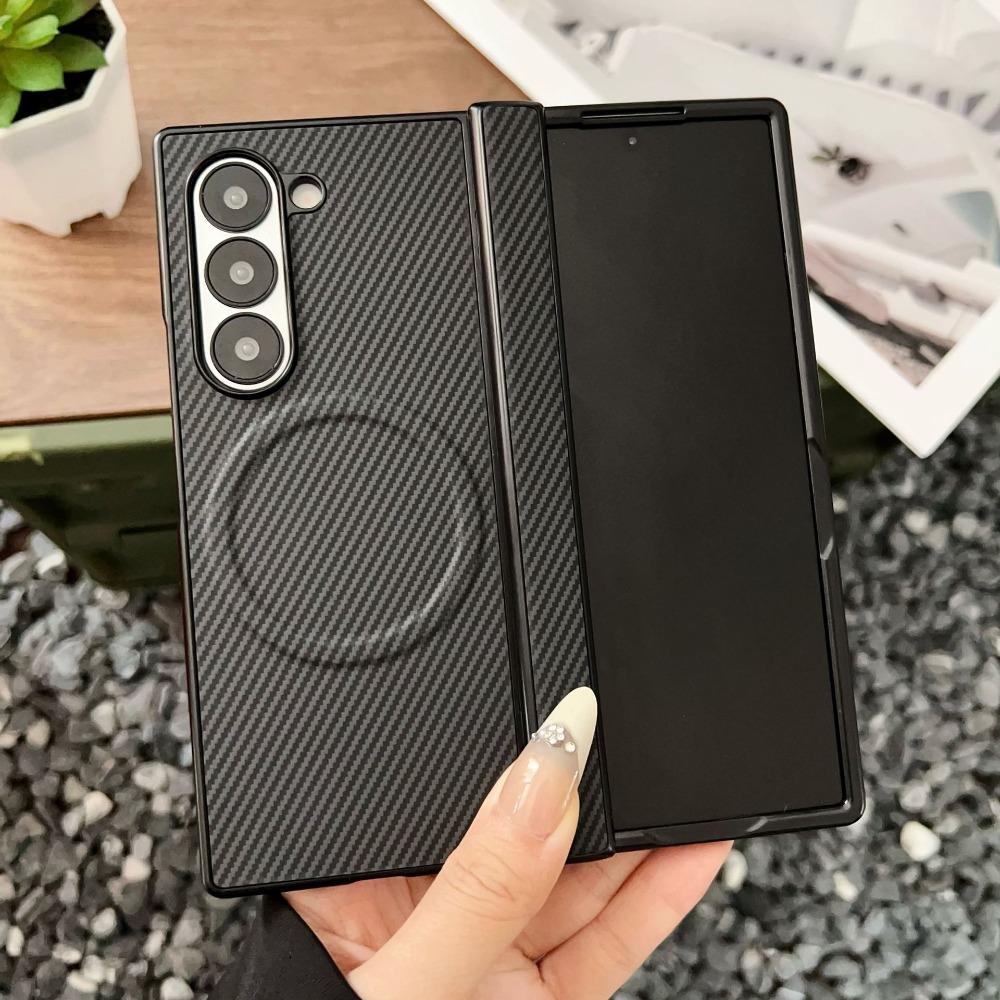 

Premium Fiber Pattern Matte Phone Cases for Samsung Galaxy Z Fold 7 6 5 4 Shockproof Magnetic Wireless Charge Protective Cover Galaxy Z Fold7