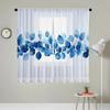 2 Stück HD digital Blau Blätter bedrucktes Fenstergitter Heimdeko Stil Dekoration Wohnzimmer Schlafzimmer Stange