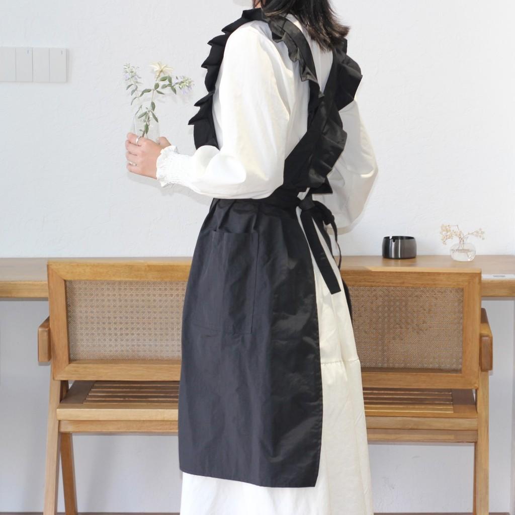 Waterproof Sleeveless Apron For Kitchen And Art With Ruffled Style Crossback