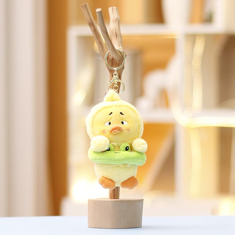 Annoying Funny Duck Keychain Cute Cartoon Girl Backpack Hanging Plush Dolls