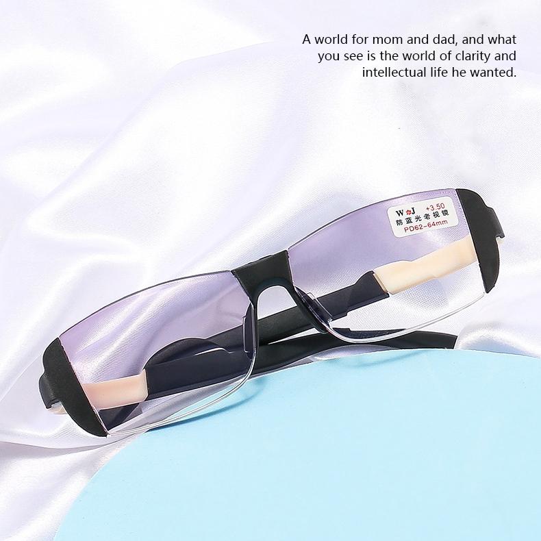 TR Rimless Anti-Blue Bifocal Reading Glasses Men Women Unisex Double Light Fashion Presbyopia Eyewear