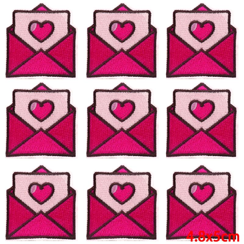 10Pcs/Lot Cartoon Envelope Patch Iron On Embroidered Patches For Clothing Thermoadhesive Patches On Clothes Heart Fusible Patch