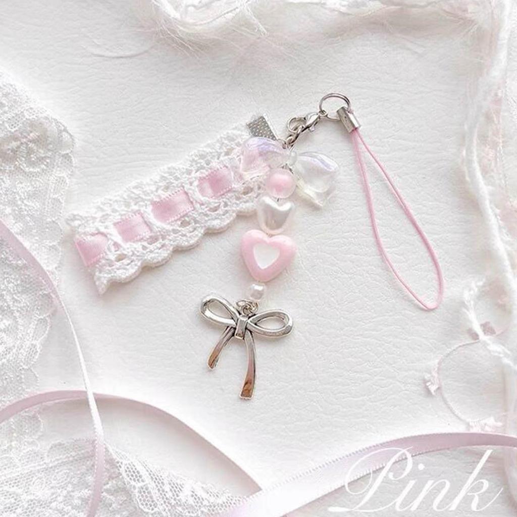 Handmade Phone Strap In Princess Dream Style Delicate Beaded Phone Case Chain Sophisticated Sweet Keychain Pendant Charm