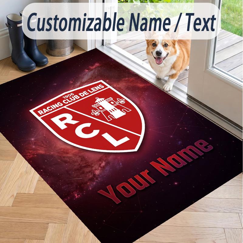Custom Text Printed Rug Racing Club De Lens Non Slip Floor Carpet For Home Room Decor