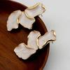 Irregular Metal Cream  Petal Post Earrings For Women Heavy Design New Style Fashion Jewelry Party Accessories Gift