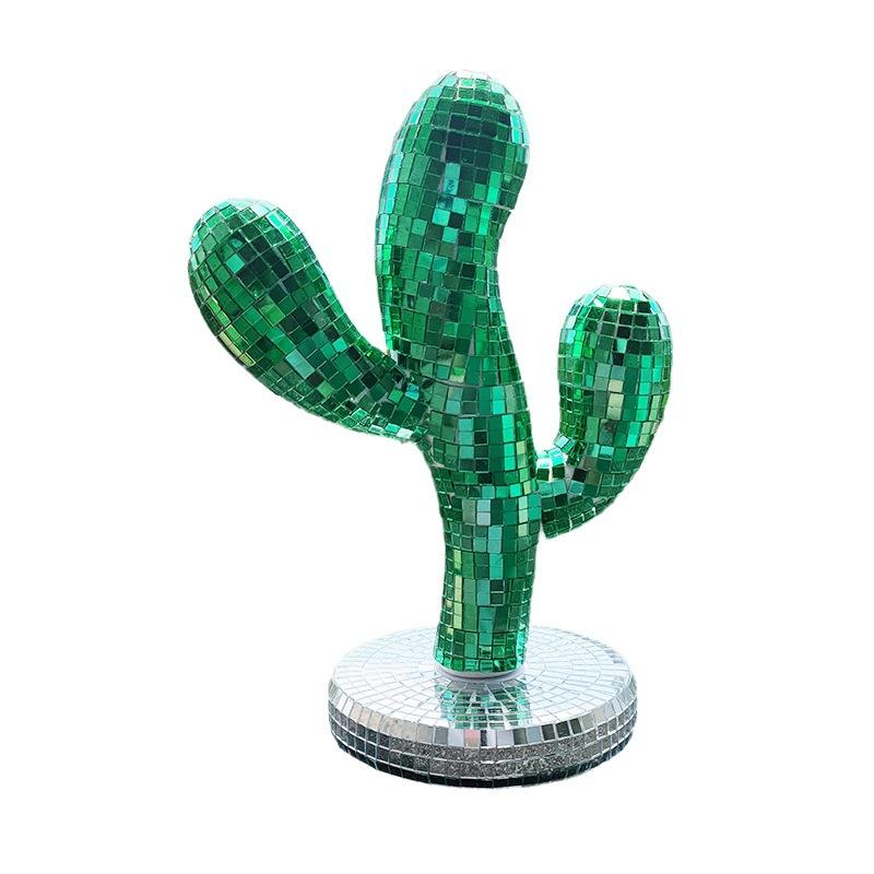 Glass Mirror Reflective Cactus Disco Ball Ornaments Indoor Desktop Creative Decorations