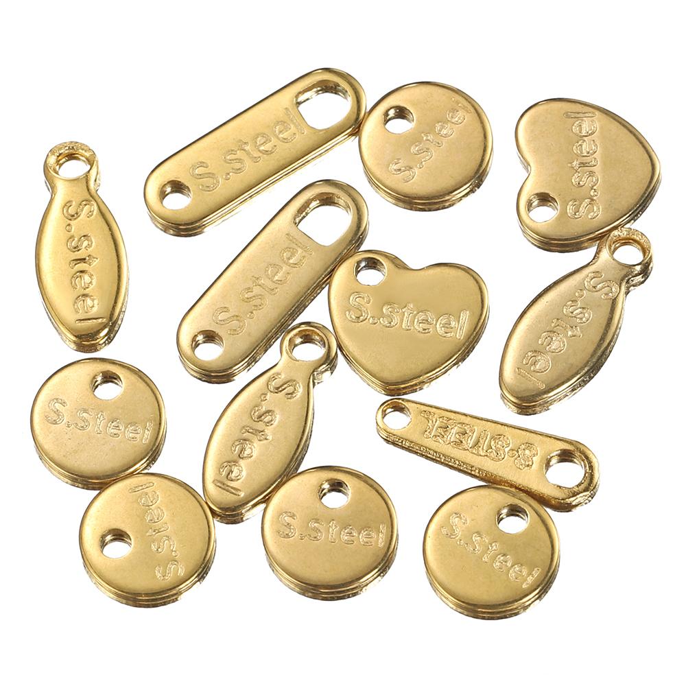 50pcs Stainless Steel End Charms Pendants Vacuum Plating Bracelet Chain Extension Tail Charm for DIY Jewelry Making No Fade