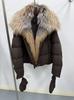Goose down jacket winter new removable natural fox fur collar down jacket fashionable versatile warm jacket with gloves