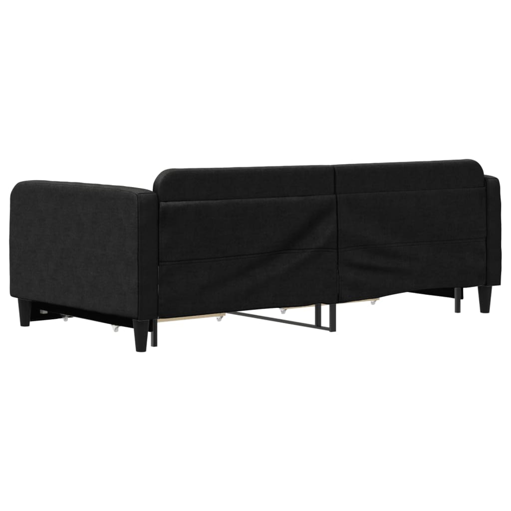 Vidaxl Sofa Rozsuwana Z Szufladami, Czarna, 100X200 Cm, Tkanina