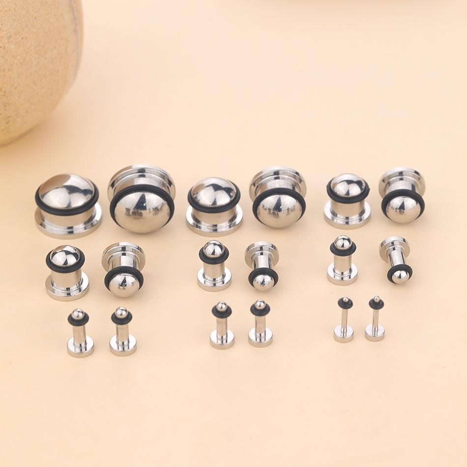 1Pair Stainless Steel Ear Tunnel Earring Plug Gauges Expander Stretcher Ear Taper Body Piercing Jewelry 1.6mm-16mm