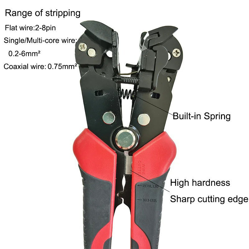 Self-adjusting Wire Stripper, 8-Inch Automatic Wire Stripper for 10-24 AWG Solid and Stranded Wire, 3 In 1 Function
