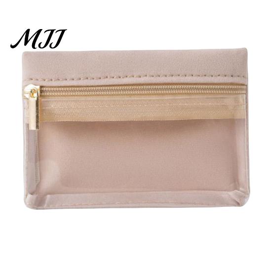 Portable Accessory Pouch Jewelry Storage Bag, Flannel Organizer Case with Transparent Window And Stain Resistant Fabric Smooth Zipper, Compact