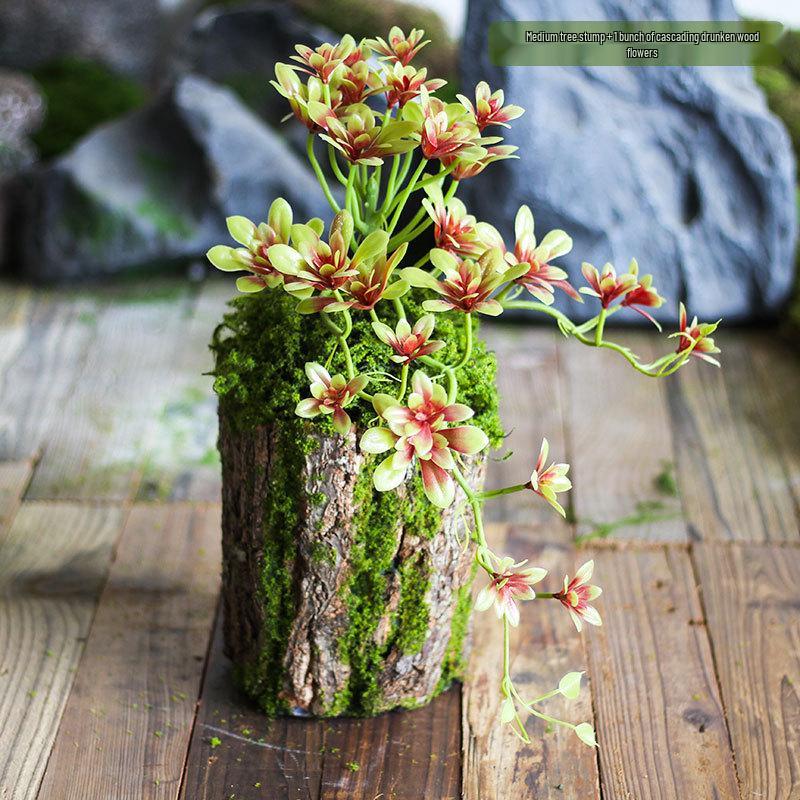Forest Style Artificial Tree Stump with Moss Bark - Kindergarten and Country Style Decorative Ornament, Perfect for Landscaping or Inserting Flowers.