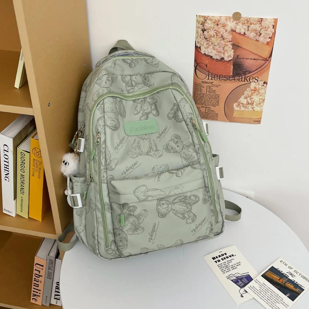 Women's Backpack Schoolbag for Teenage Girls Knapsack Student  Bear Pattern Cute Multi-pocket Woman BookBag