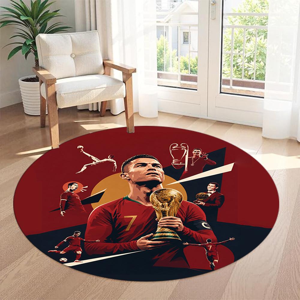 Cristiano Ronaldo Round Area Rug Perfect for Entryway Foyer Living Rooms Decorate room Antislip Round Carpet Office home decor