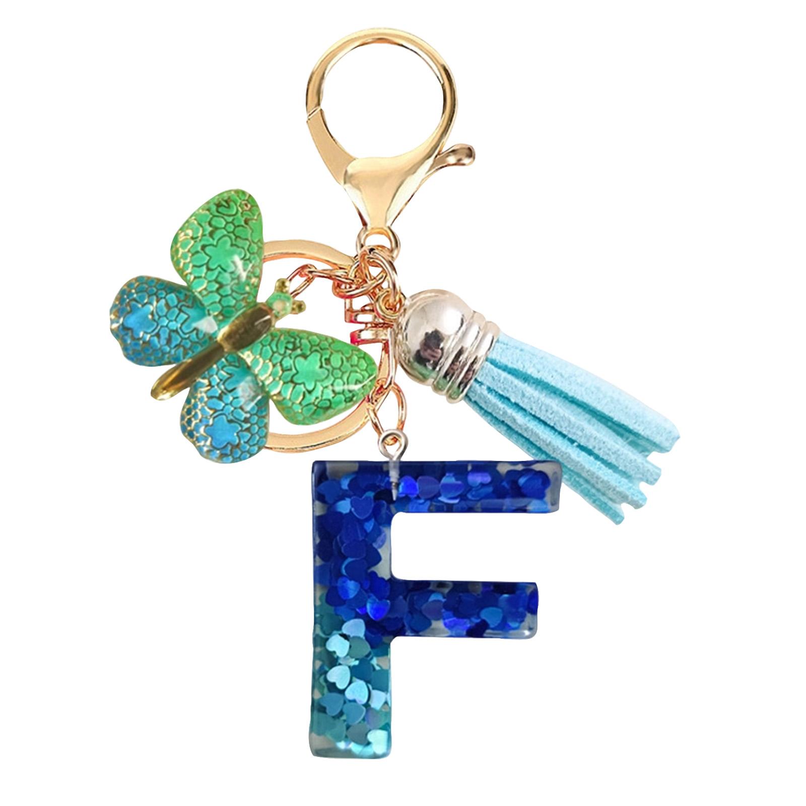 

Letter Keychain, Butterfly Pendant, Couple Charm, Sequined Letter Keychain One Size