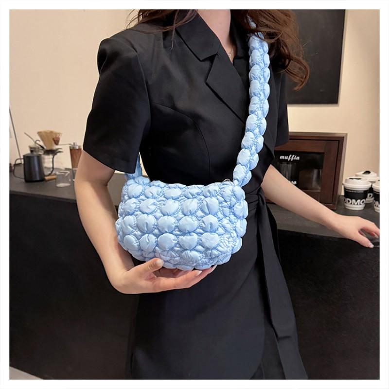 Korean Bag Women 2025 New All-matching Round Bubble Pleated Cross-body