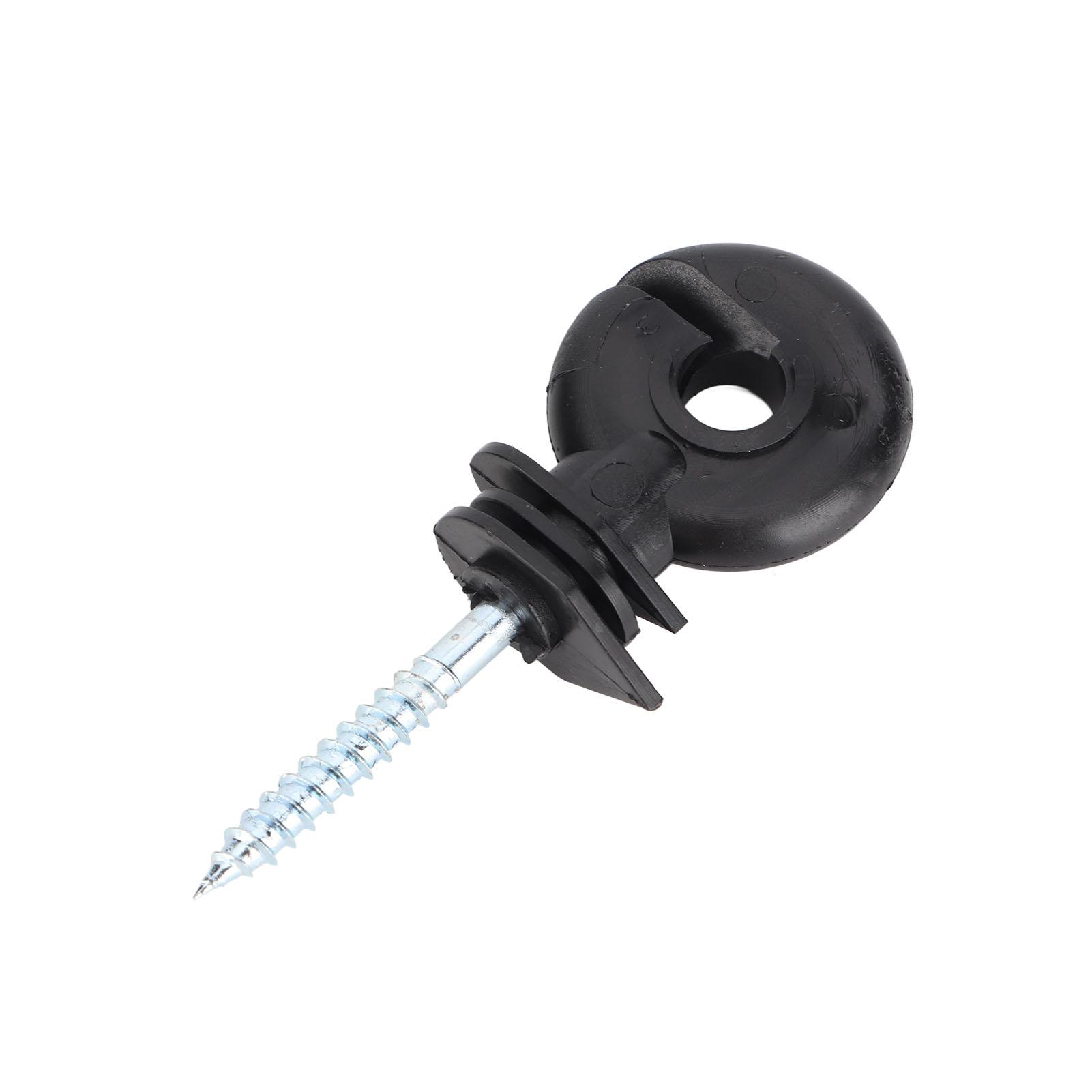 

100Pcs Black Screw in Wood Post Ring Insulators for Electric Fencing Poly Wire Or Tape