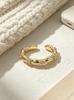 Korean Style Adjustable Gold-Plated Diamond Ring - "Seven Grains of Rice" Wealth-Attracting Accessory