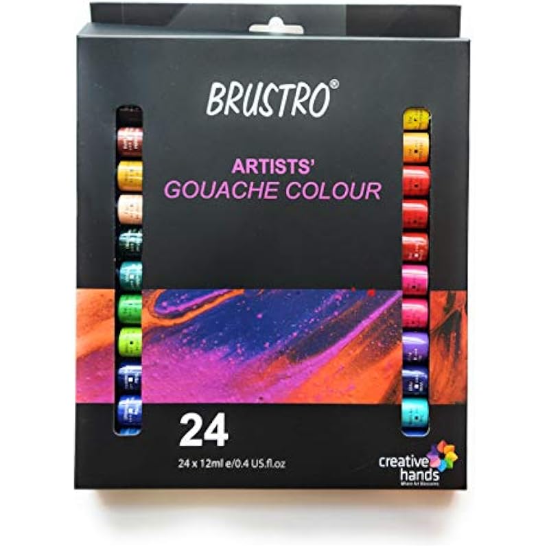 BRUSTRO Artists Gouache Colour Set of 24 Colours X 12ML Tubes