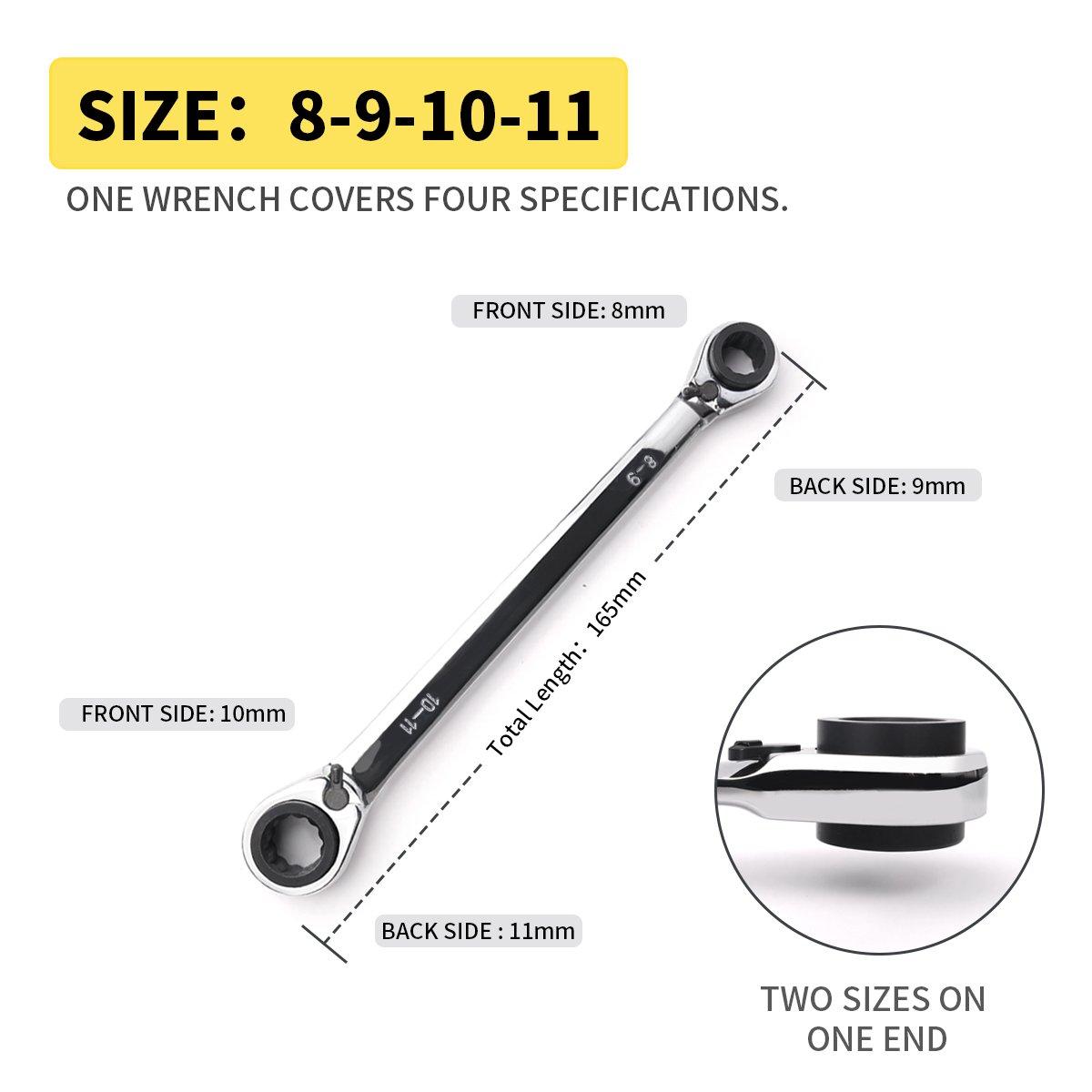 

Heavy Duty 4-in-1 Ratchet Wrench 1Pcs Reversible Multifunctional Double End Box Plum Torx Mechanic Tool for Automotive Repair