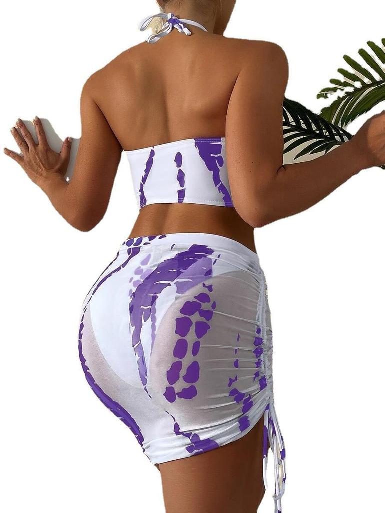 2022 Sexy Printed Three-Piece Bikini Swimwear for Women