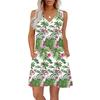Women's Summer Dresses Loose Fit Printed V Neck Sleeveless Sundresses Beach Hawaiian Dress With Pockets