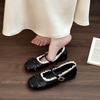Bow Mary Jane Coarse Heel Lace Women's Shoes Summer Fashion French Ballet Shoes Leather Shoes Small Single Shoes Women's Shoes