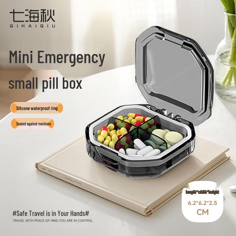 Tragbarer Mini-Pillenorganizer mit 4 Fächern