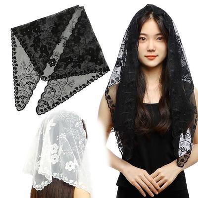 Fashion Lace Flower Hair Scarf Headband Vintage Cute Bandanas for Women Bohemian Thin Sweet Headscarf Shawl Photography