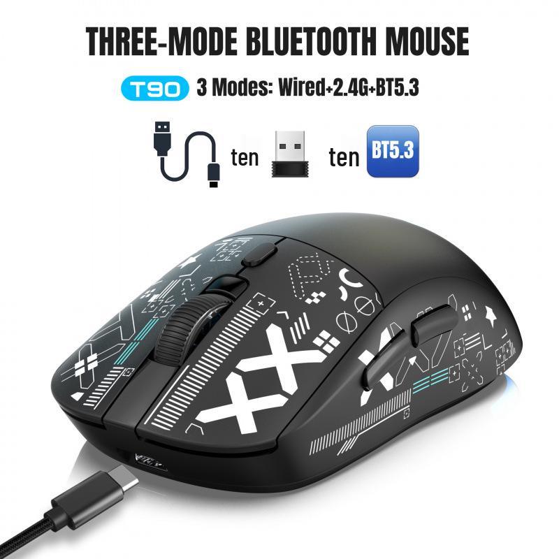Tri-Mode RGB Wireless Gaming Mouse, 2.4G Bluetooth/Wired, 650mAh