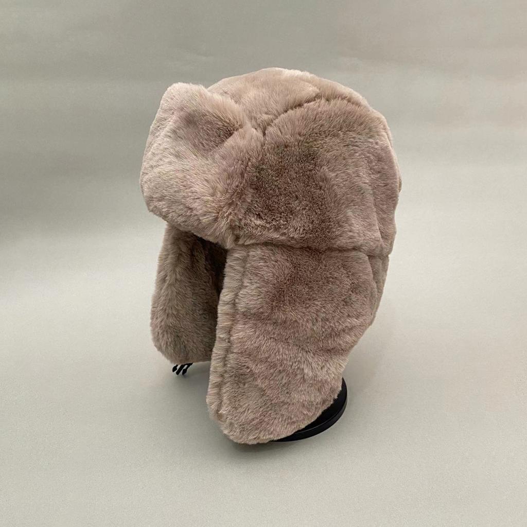 Winter Thermal Plush Faux Fur Pilot Hat with Detachable Ear Flaps -Beanie for Women , Cold Weather Skiing, Snowboarding, Hiking, Winter Hat