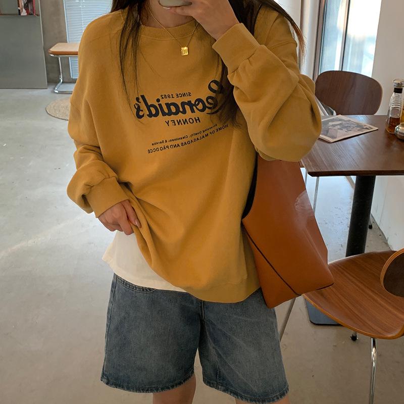 

Свободная повседневная толстовка в корейском стиле Harajuku для женщин Extra Large оранжевый