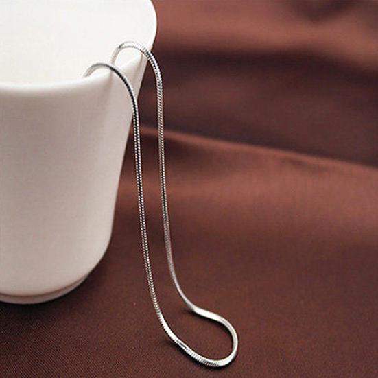 Damen-Halskette aus 925er-Sterlingsilber mit 2 mm Schlangenkette und Karabinerverschluss in schlichtem Design