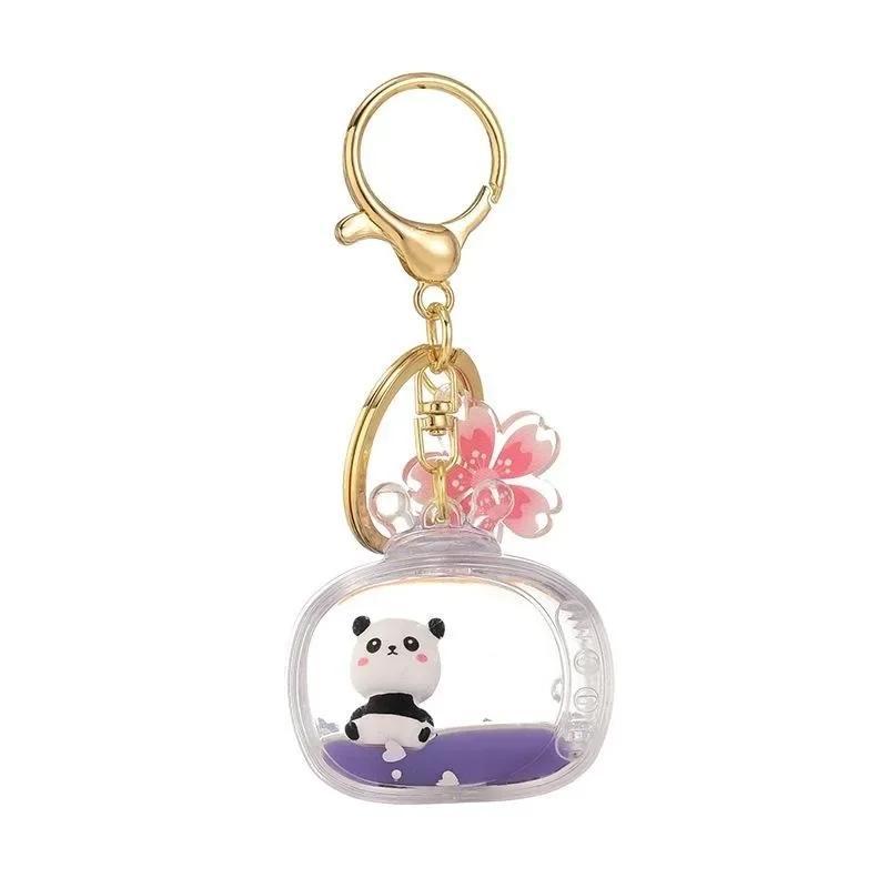 Panda Doll Keychain Cute TV Liquid Acrylic Keychain Car Pendant Accessories Children's Keychain Gift Couple Keychain Wholesale