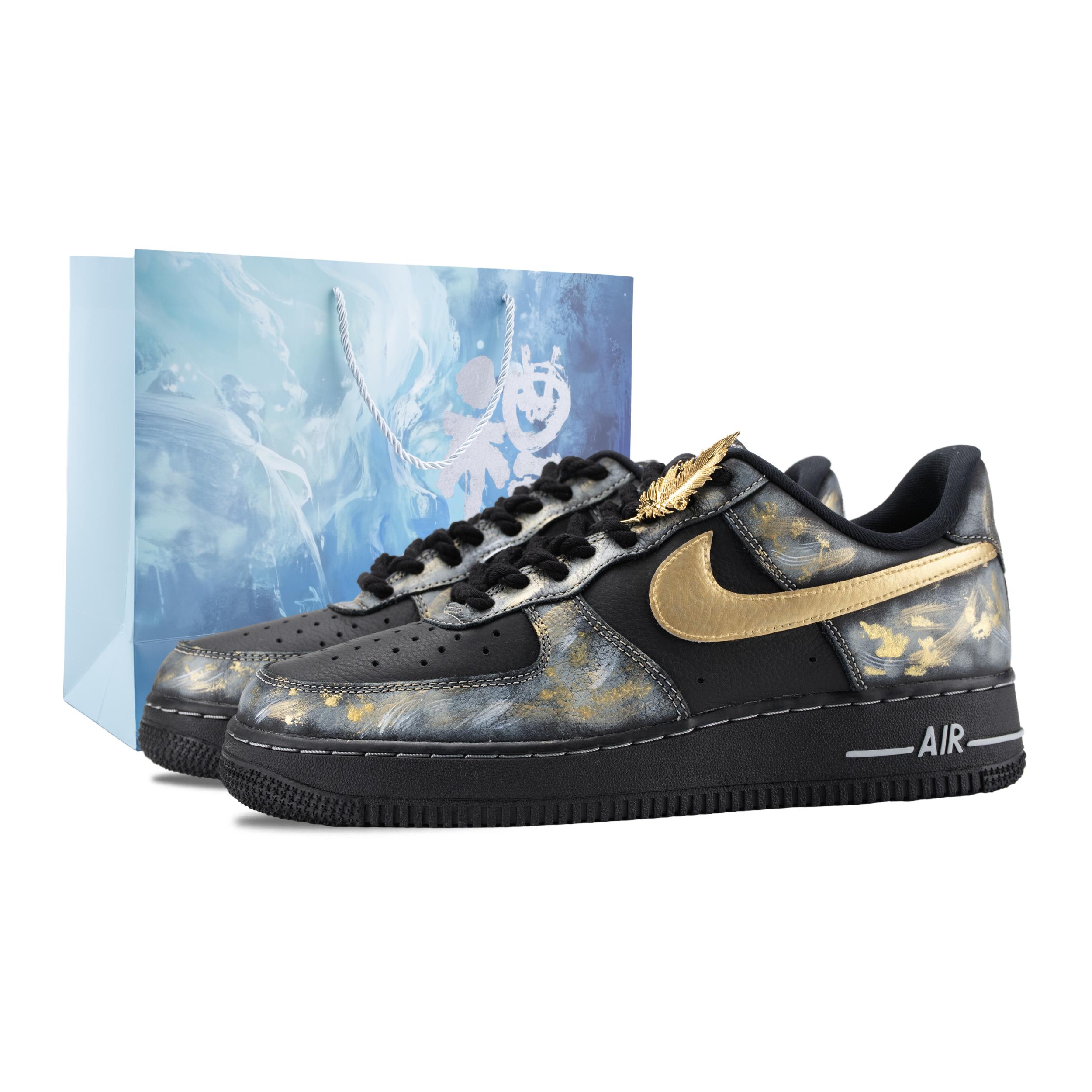 

Nike Air Force 1 Amber Radiance Abrasion Resistant Low top Skateboard Shoes Unisex Black Gold HQ2037-006(Team626-) 40