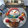 Snowman with Birds Round Area Rug,Carpet Rug for Living Room Bedroom Sofa Playroom Decor,Non-slip Floor Mat